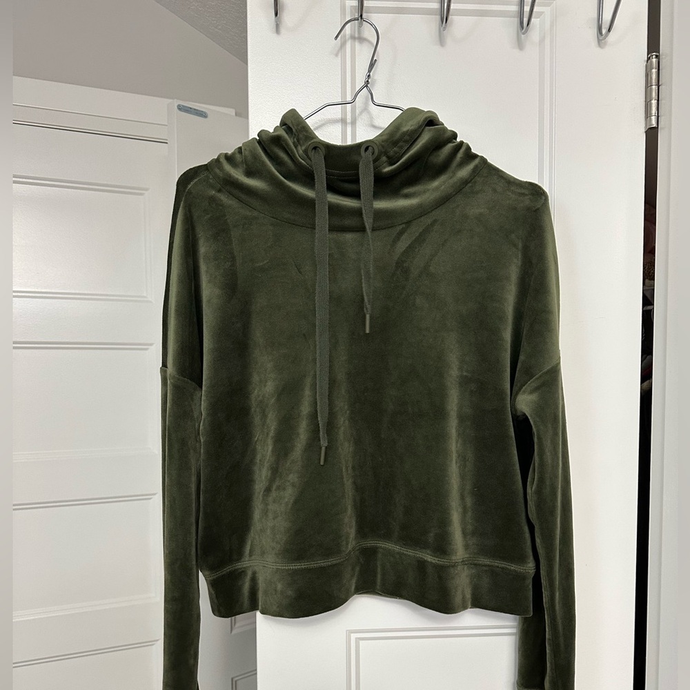 Aerie Olive Green Velour Hoodie